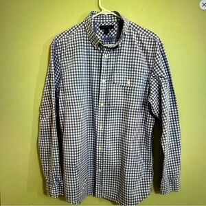 Banana Republic blue White plaid Shirt  button down size 16-16.5 neck size L